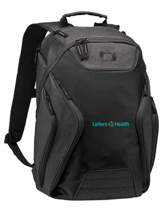 OGIO Black/Heather Grey Hatch Laptop Backpack
 w/Leiters Health Logo