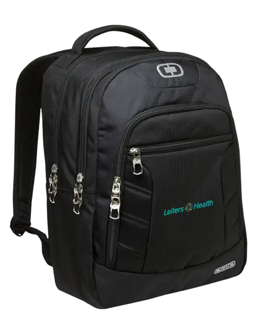 OGIO Black/Silver Colton Laptop Backpack
 w/Leiters Health Logo