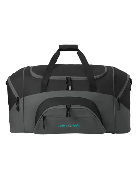 Standard Colorblock Black/Dark Grey Sport Duffel w/Leiters Health Logo