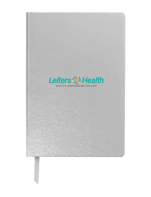 Achieve Silver Hardcover Journal, 5.5 x 8.37 w/Leiters Health Logo