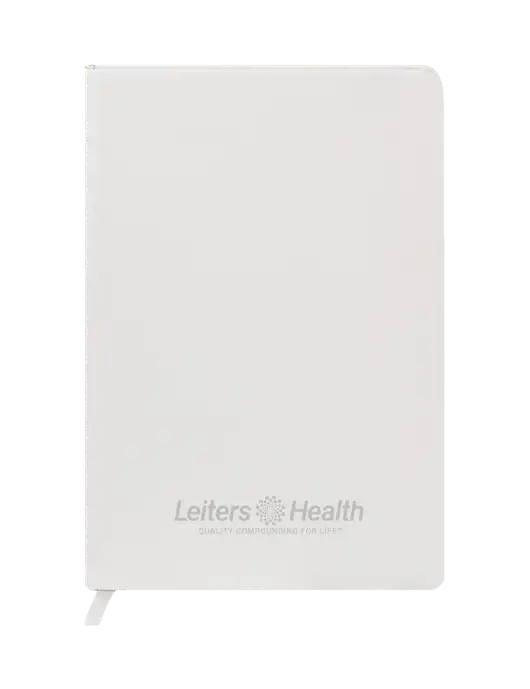 Fabrizio White Hard Cover 5.75 x 8.3  Journal w/Leiters Health Logo