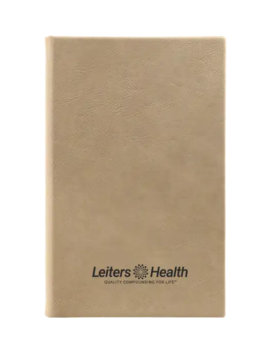Tan Leatherette 5.25 x 8.25 Journal w/Leiters Health Logo