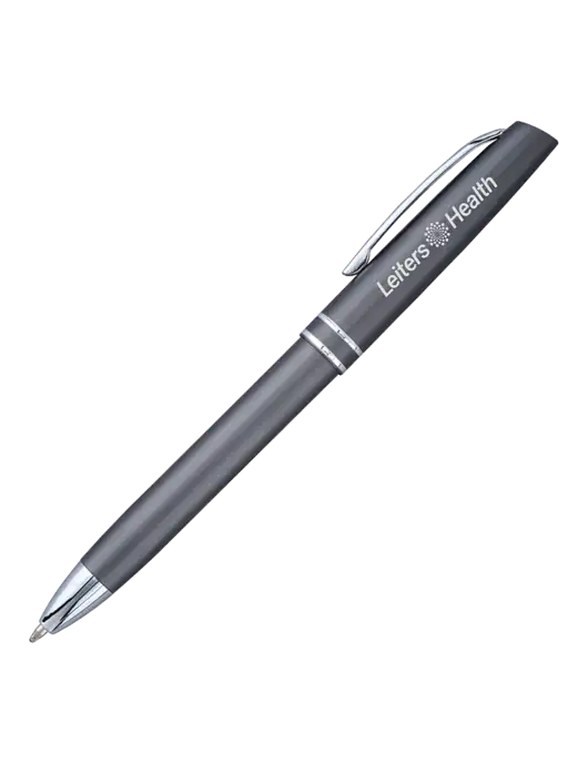 Gunmetal Anguilla Black Ink Pen w/Leiters Health Logo
