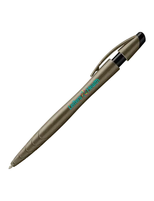 Awali Grey Metallic Pen - Black Ink w/Leiters Health Logo