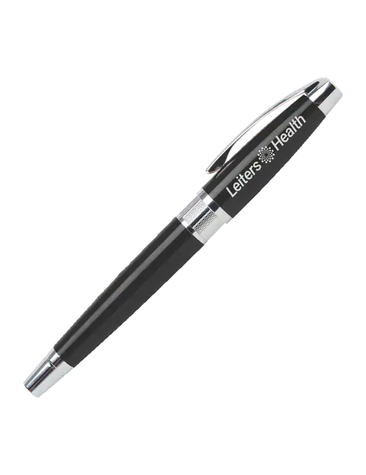 Masscotti Black Rollerball Pen - Black Ink w/Leiters Health Logo