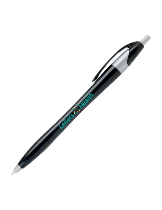 Novella Black/Silver Corporate Pen - Blue Ink w/Leiters Health Logo