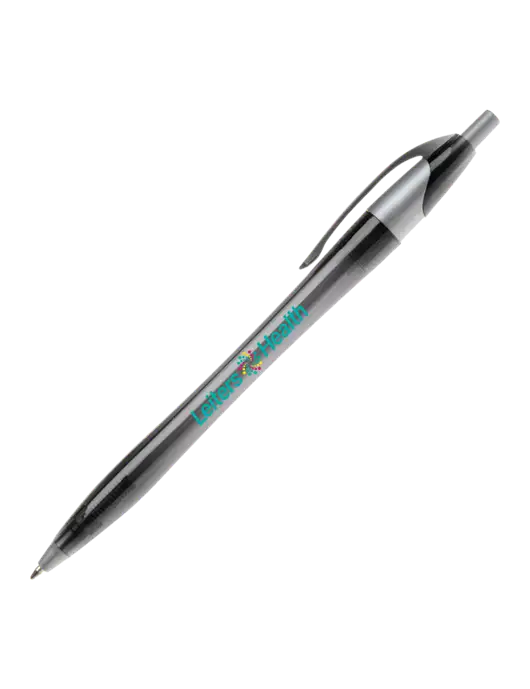 Novella Translucent Black/Silver Jewel Pen - Blue Ink w/Leiters Health Logo