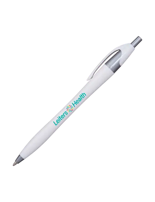 Novella White/Silver Shimmer Pen - Blue Ink w/Leiters Health Logo
