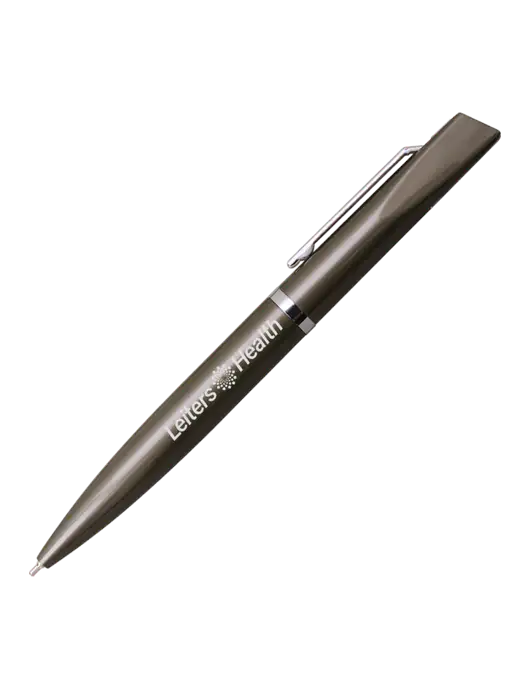 Santos Gunmetal Pen - Black Ink w/Leiters Health Logo