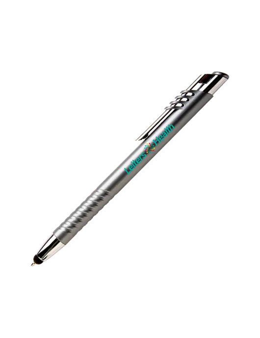 Schirhart Grey Stylus Pen - Blue Ink w/Leiters Health Logo