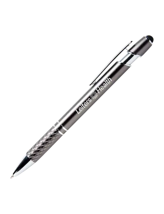 Valencia Gunmetal Stylus Pen - Black Ink w/Leiters Health Logo