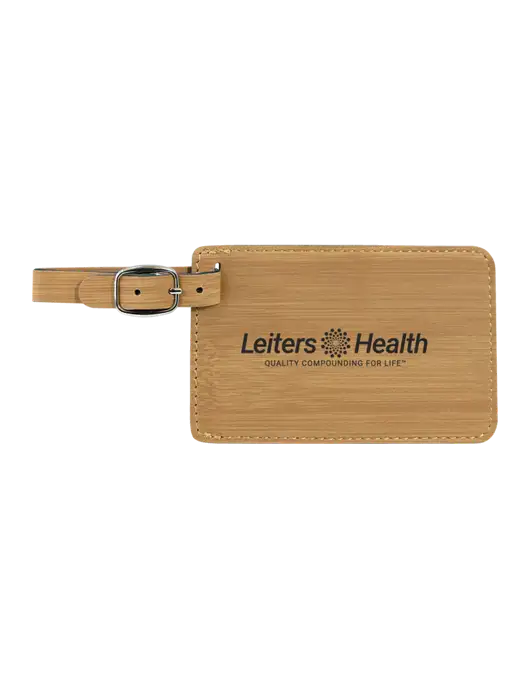 Bamboo Leatherette Luggage Tag w/Leiters Health Logo