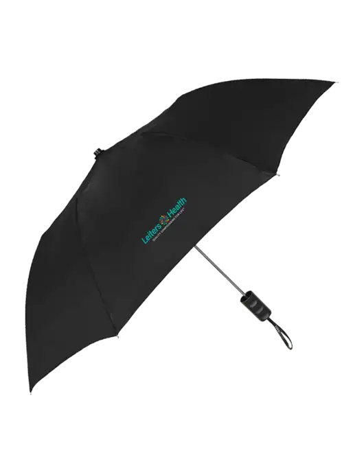 Black 42" Folding Umbrella  w/Leiters Health Logo