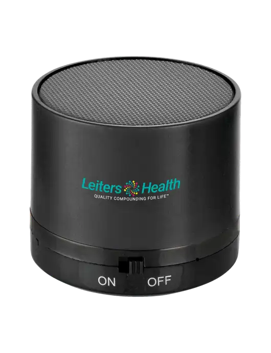 Black Cylinder Bluetooth Speaker w/Leiters Health Logo