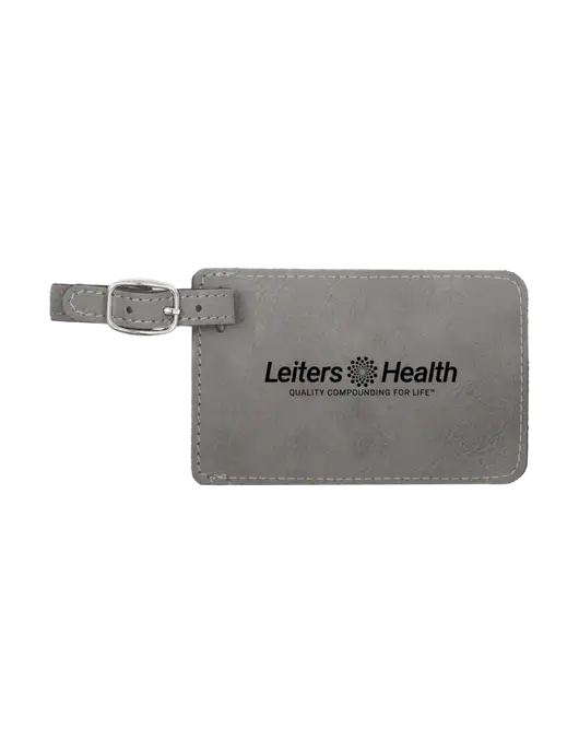 Grey Leatherette Luggage Tag w/Leiters Health Logo