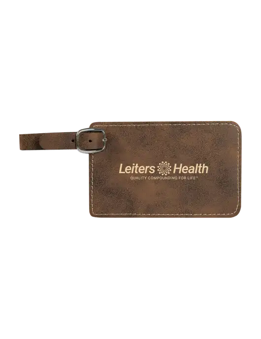 Rustic Leatherette Luggage Tag w/Leiters Health Logo