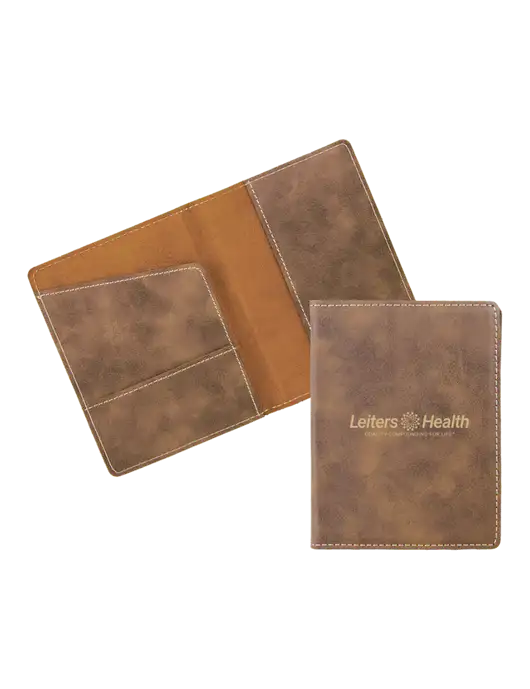 Rustic Leatherette Passport Holder w/Leiters Health Logo