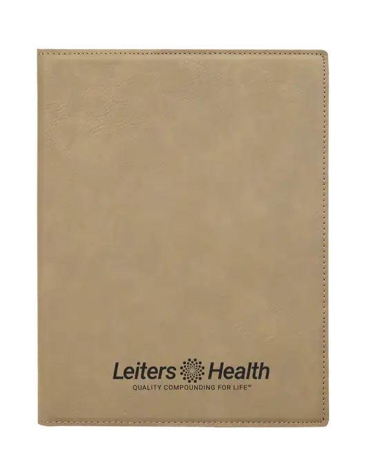 Tan Leatherette 7 x 9 Portfolio with Notepad w/Leiters Health Logo
