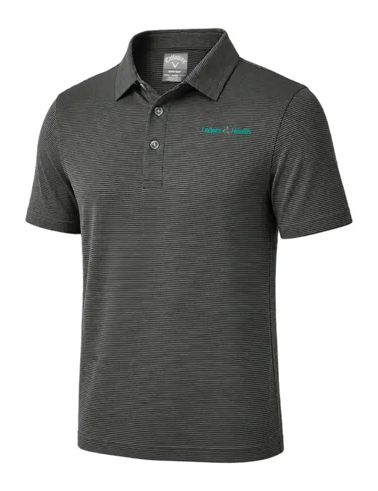 Callaway Black Fine Line Stripe Polo w/Leiters Health Logo