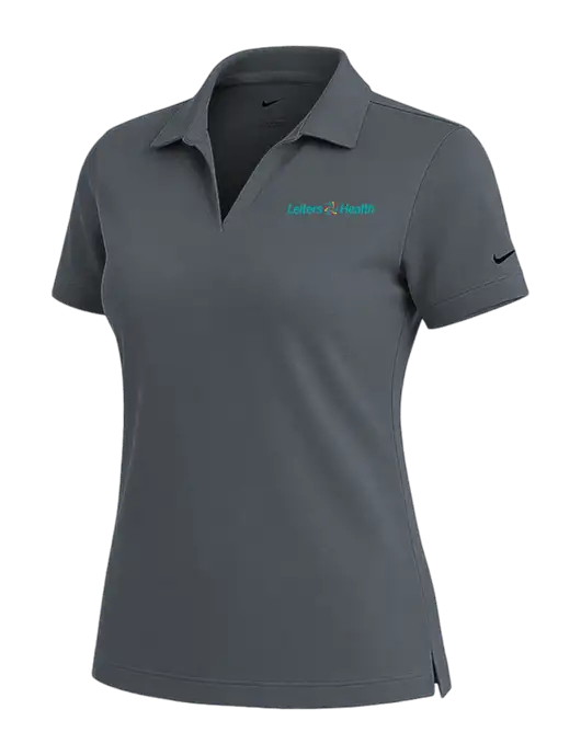 NIKE Dark Grey Womens Dri-Fit Micro Pique Polo w/Leiters Health Logo