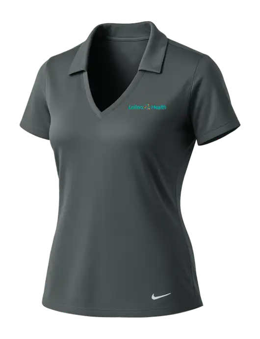 NIKE Dark Grey Womens Dri-Fit Vertical Mesh Polo w/Leiters Health Logo