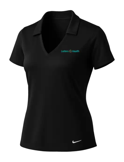 NIKE Black Womens Dri-Fit Vertical Mesh Polo w/Leiters Health Logo