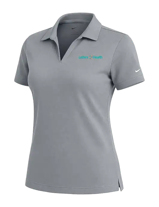 NIKE Medium Grey Womens Dri-Fit Micro Pique Polo w/Leiters Health Logo