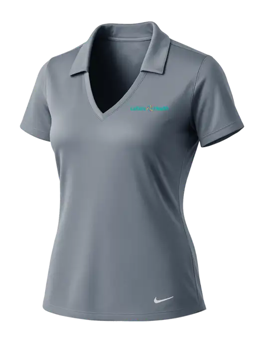 NIKE Medium Grey Womens Dri-Fit Vertical Mesh Polo w/Leiters Health Logo