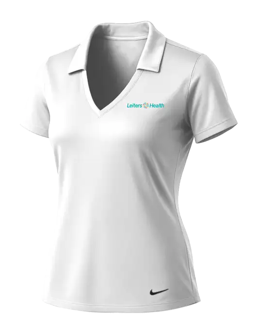 NIKE White Womens Dri-Fit Vertical Mesh Polo w/Leiters Health Logo