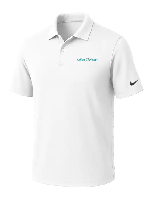 NIKE White Dri-Fit Micro Pique Polo w/Leiters Health Logo