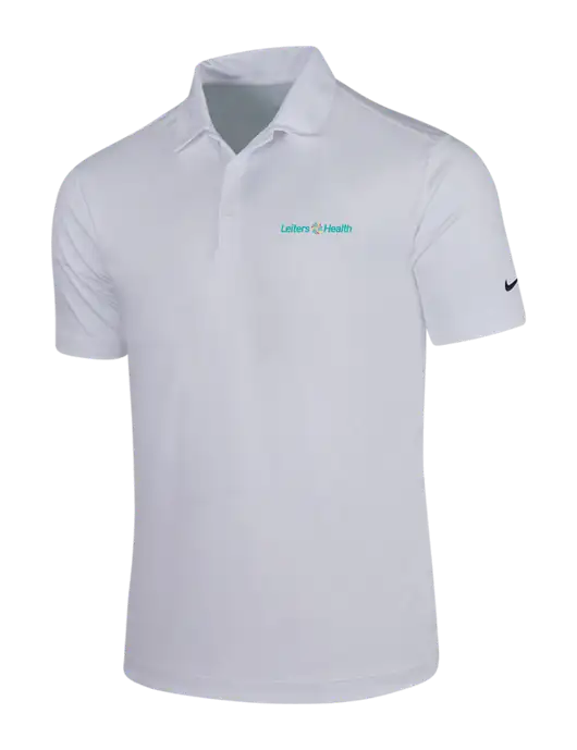 NIKE White Dri-Fit Vertical Mesh Polo w/Leiters Health Logo