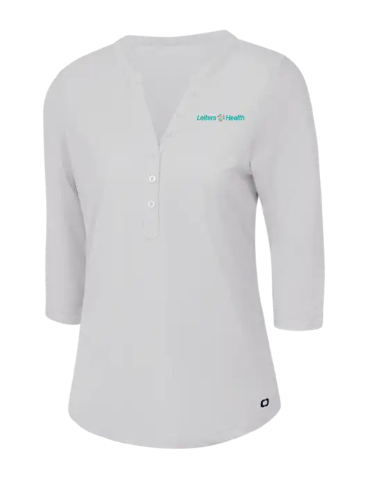 OGIO Bright White Jewel Henley w/Leiters Health Logo