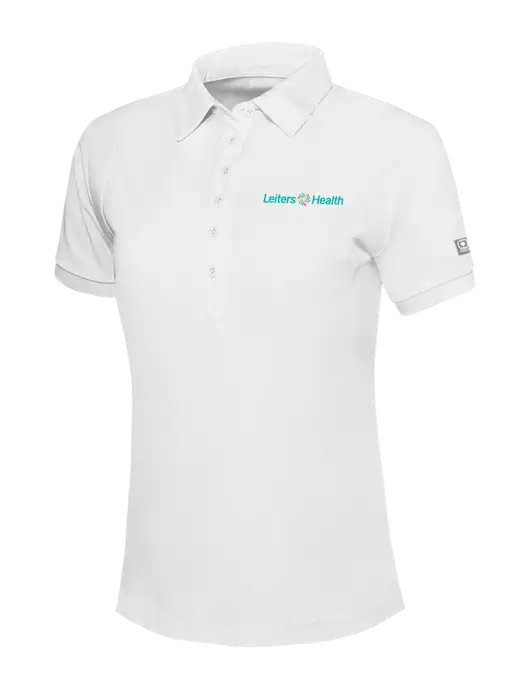 OGIO Womens Bright White Jewel Polo w/Leiters Health Logo