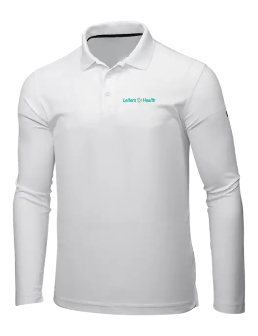 OGIO Bright White Caliber 2.0 Long Sleeve Polo w/Leiters Health Logo